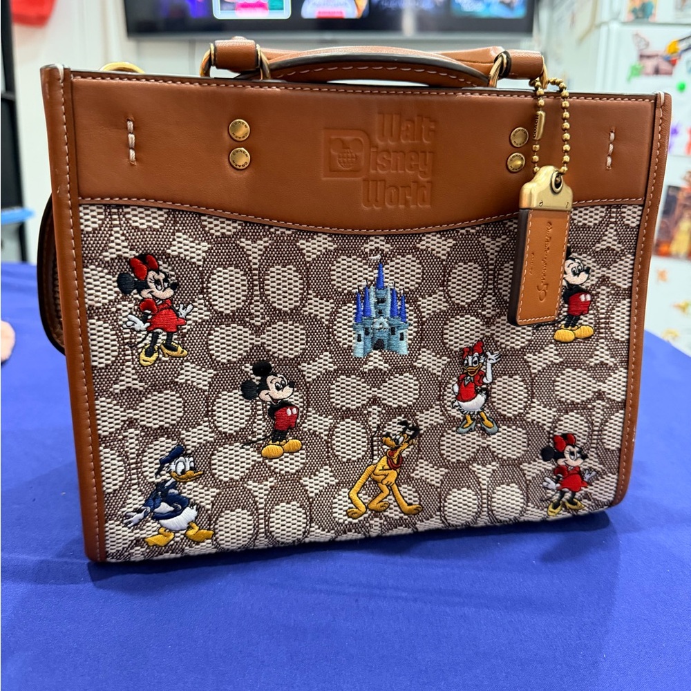 Brown and Tan Women's Bag Coach ROGUE disney 50th Anniversary
